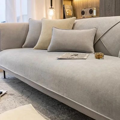 Chenille Sofahoes voor Woonkamer Antislip Effen Kleur Bankkussen Vier Seizoenen Universele Bankbeschermhoezen Woondecoratie XS 45x45cm 1pc gray