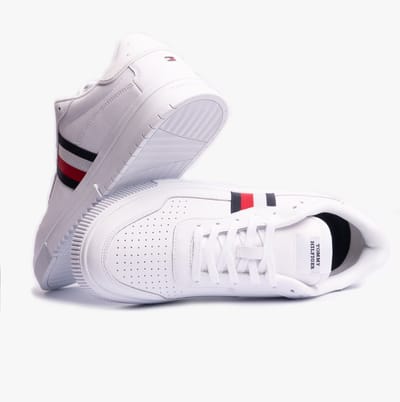 Heren SUPERCUP Striped Leren Sneakers Wit