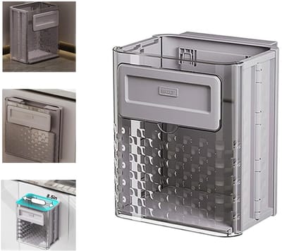 Hangende prullenbak voor in de keuken - opvouwbare prullenbak - magnetische vuilnisbak - plastic afvalbak - compostbak - vuilnisbak voor in de keuken slaapkamer badkamerkast - 1 stuk(grijs)