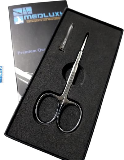 MEDLUXY® PRO - Nagelriemschaar (huid- en vellenschaartje) - Gebogen - Micro Fijn Spits / Scherp punt - 10 cm - PM0012 (Nagelriemknipper, Cuticle Cutter, verwijderen van nagelriemen)