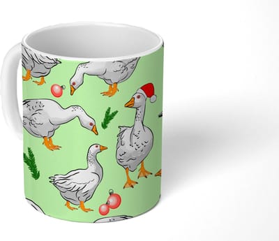 Mok - Koffiemok - Gans - Kerstballen - Christmas - Patronen - Mokken - 350 ML - Beker - Koffiemokken - Theemok