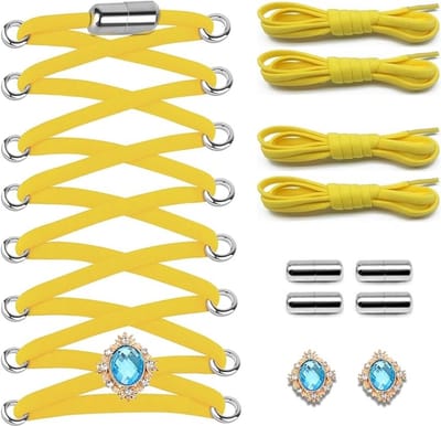 Famanu – Elastische schoenveters met decoratieve sluitingen, strikloos voor werk-, outdoor- en sportschoenen