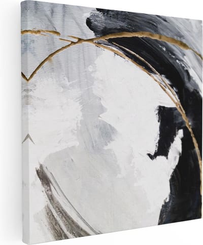 Artaza Canvas Schilderij Abstract Goud - 30x30 cm - Klein - Muurdecoratie Woonkamer - Wanddecoratie Industrieel - Kamer Accessoires