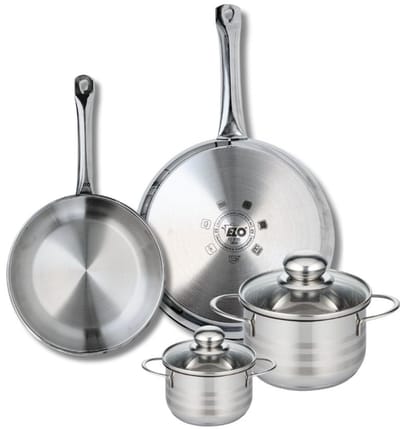 Set van 2 Koekenpannen 24 en 28 cm en 2 kookpotten 12 en 16 cm Elo Profi Brillant
