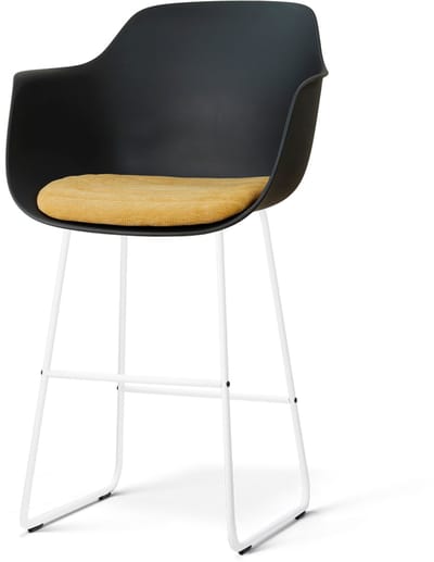 Nolon Nino-Liz barkruk zwart met warm oker Zitkussen - wit onderstel - 75 cm