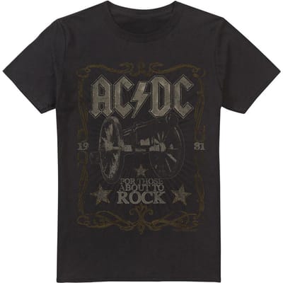 AC/DC Heren Rock Label T-Shirt (Zwart)