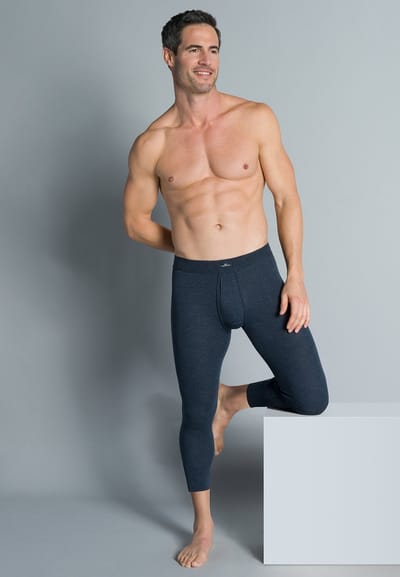 Gotzburg heren lange onderbroek met gulp (1-pack) - middenblauw gestreept