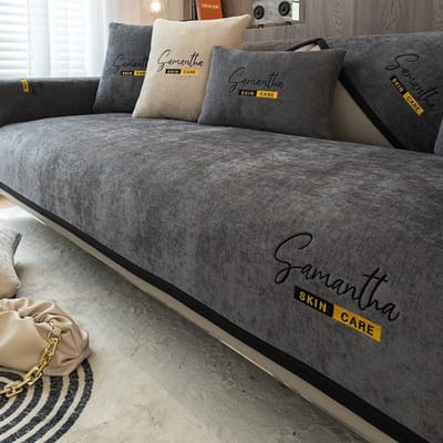 Vier Seizoenen Universele Chenille Sofa Handdoekhoes Sofa Kussen Monochroom Bankhoes Katoen Antislip Armleuning Handdoek Kussensloop 70x70cm 1pcs