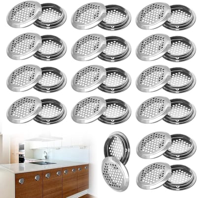 Set van 30 Ronde Roestvrijstalen Ventilatieroosters voor Kasten, Badkamer en Planken (19 mm)