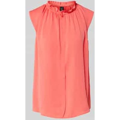 Blousetop met opstaande kraag en kapmouwen