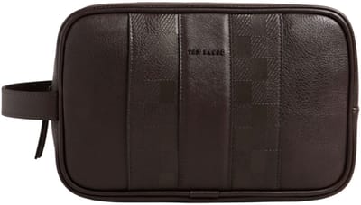 Ted Baker toilettas Waydee House Check PU Washbag Brown - Choc donkerbruin