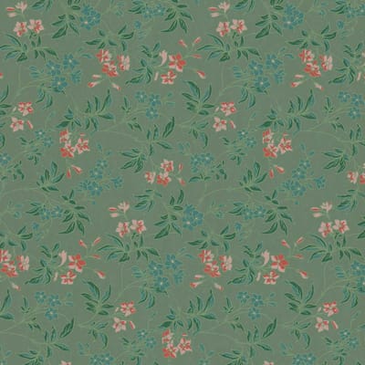 Bloemen behang Profhome 390631-GU vliesbehang glad met bloemmotief mat groen roodoranje roze blauwgroen 5,33 m2