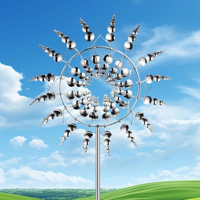 metalen windmolen, unieke en magische windmolen, 3D metalen windmolen windspinner sculpturen windvangers voor buitenterras, terrasgras, tuin