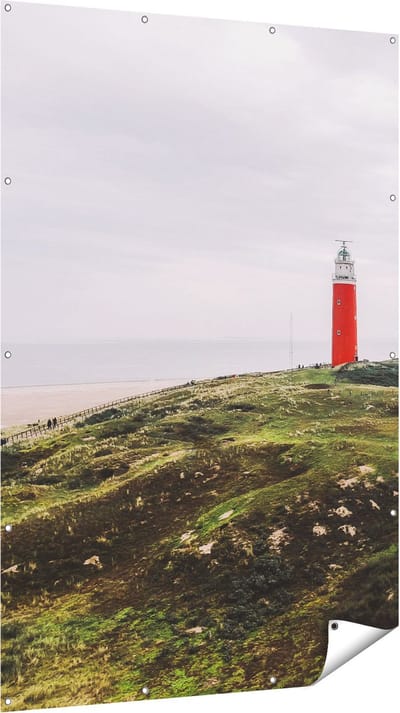 Gards Tuinposter Vuurtoren Texel - 120x180 cm - Tuindoek - Tuindecoratie - Wanddecoratie buiten - Tuinschilderij