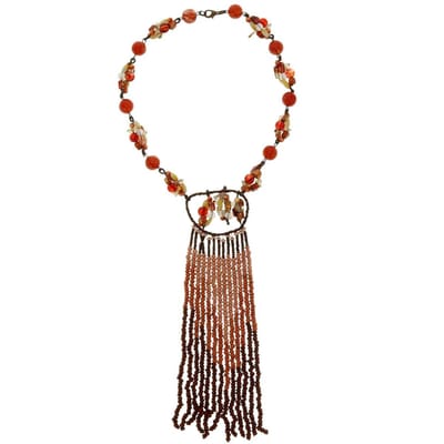 Behave - Lange bruine ketting met hanger 42cm