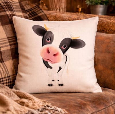 Canvas Cute Cows Collection Kussenhoes - Koe - Koeien - 45x45 cm