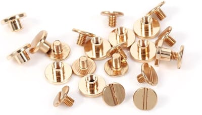 Koperen Knoppen en Spijkers voor Leer - Schroef-In Rivets 5mm, 6.5mm en 8mm - Set van 10 Stuks voor Handgemaakt Leerwerk
