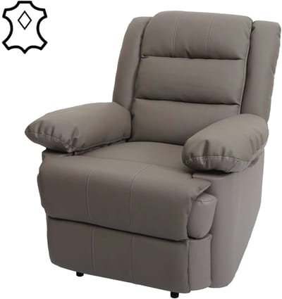 Televisiefauteuil MCW-G15, relaxfauteuil, ligfauteuil, leer + kunstleer 101x87x100 cm ~ taupe