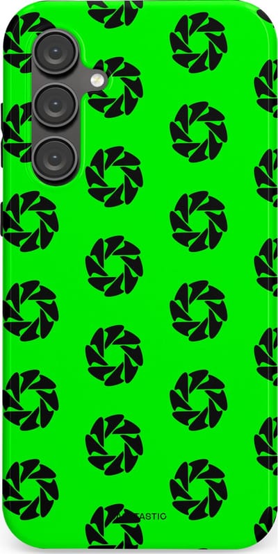 Casetastic hoesje geschikt voor Samsung Galaxy S23 FE - Dubbellaagse bescherming - Neon Groene Cirkels - Fashion Case - Groen Zwart