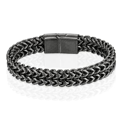 LGT JWLS Heren Armband - Dubbele Curb Chain van Retro Zilver Edelstaal-23cm