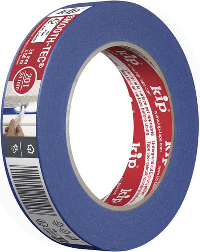 Kip - SMOOTH-TEC Afplaktape - Blauw - 24mmx50m - Dun glad crêpepapier met speciale rubberlijm voor buiten - UV-, weer- en verouderingsbestendig - Goede hechting en hoge scheurvastheid bij hoge luchtvochtigheid - Temperatuurbestendig tot 90°C