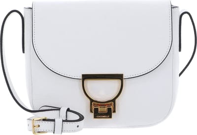 COCCINELLE Leren Schoudertas Arlettis Crossbody Grained Leather Brillant White Wit