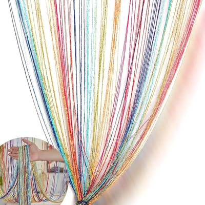 Draadgordijn voor deuren en ramen - Insectenwerend en decoratief - 90 x 200 cm - Vliegengordijn voor terras - Wandgordijn - Ruimteverdeler - Vliegenbescherming - Feestelijke seizoensdecoratie - Regenboogpatroon