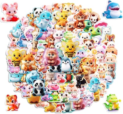 Leuke Cartoon Dier Stickers - 100 Vellen Decoratieve Stickers voor Kinderen, Perfect voor Boeken, Laptops en Rugzakken