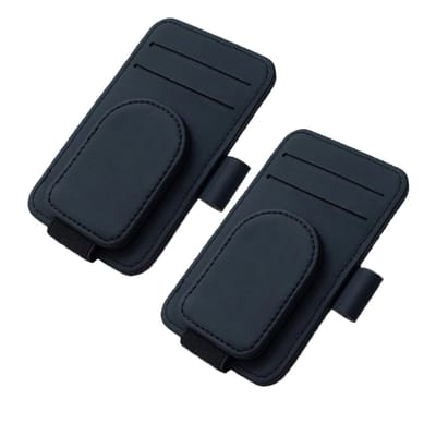 Autokaarthouder - Autobrilclip - Autoaccessoires - Zwart - Set van 2 - Kaarthouder voor zonneklep - 11,2 × 7 cm