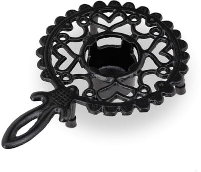 Theelichthouder, voor thee, & koffiepot, gietijzer, voor 1 lichtje, antiek design, rustieke thee warmer, zwart