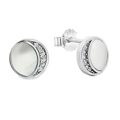 Juwelier Zwartevalk - Zilveren (gerhodineerd) oorbellen met parelmoer en zirkonia - 22.371