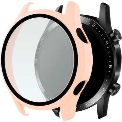 Telefoonglaasje Hoesje met Screenprotector Geschikt voor Huawei Watch GT2 - 46mm - Roze