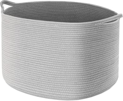 Extra grote 20 "x 13" Katoenen Touw Opbergmand voor Woonkamer, Wasserij, Speelgoed, Handdoeken, Kussens - Grijs