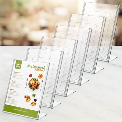 Allecto - A6 Transparante Plastic Houder - 6 Pak - Ideaal voor Menu's - Doorzichtig - Flyer & Advertentie Houders - Perfect voor Kantoor en Restaurant