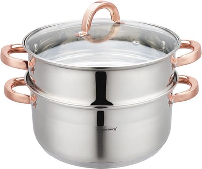 Klausberg 7734 - stoompan - 3 delig - 24 cm - 5 liter- rvs - alle warmtebronnen