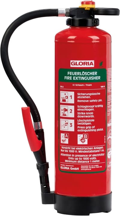 Brandblusser 6L - Brandblusapparaat Schuim - Brandveiligheid Thuis - Brandklasse A en B - 6 Liter Inhoud