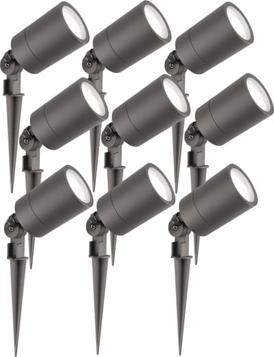 Ledvion - 9X LED Prikspots - Antraciet - IP65 - 5W - 6500K - 2M