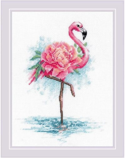 Borduurpakket Blooming Flamingo