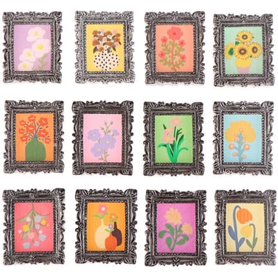 2 stuks Mini poppenhuis miniatuur 1:12 Frame Antiek Manny Frame Olieverf Schilderen Doe-het-zelf Poppenhuis Ornament Accessoires Langdurig beige