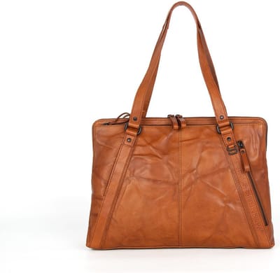 Leren Laptop Schoudertas - 15.6 inch - Lilian - Brandy Cognac