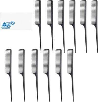 Styling Kam Set - Rat Tail Comb - Haar Stylen - Fijn Tand Ontwerp - 12 Stuks - Zwart
