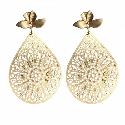 Oorbellen -goudkleurig- bloem-Charme Bijoux