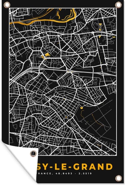 Muurdecoratie Stadskaart – Frankrijk – Kaart – Noisy-le-Grand – Plattegrond - 120x180 cm - Tuinposter - Tuindoek