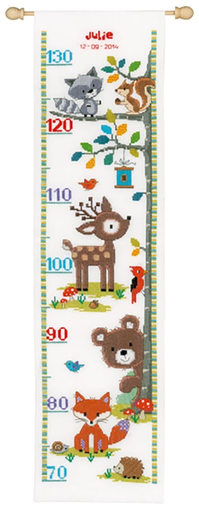 Vervaco - Telpakket kit - Geboorte - Groeimeter - Bosdieren II - PN-0150183 - Borduren - Borduurpakket - Borduurpakket geboorte - Borduurpakket volwassenen