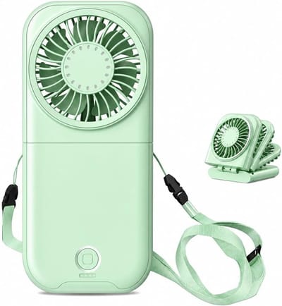 LISM-Opvouwbare nekventilator, snelle mini-handventilator, draagbare persoonlijke koelventilator met vier snelheden Geschikt voor buitenkantoren en sportscholen (groen).