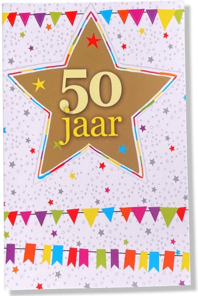 Hoera 50 jaar! Luxe verjaardagskaart Abraham / Sarah - 12x17cm - Gevouwen Wenskaart inclusief envelop - Leeftijdkaart