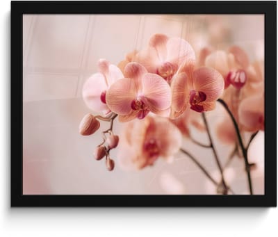 Poster in lijst - Fotolijst 40x30 cm - Posters - Orchidee - Bloemen - Roze - Bloemblaadjes - Posterlijst zwart - Decoratie - Wanddecoratie woonkamer - Muurdecoratie slaapkamer