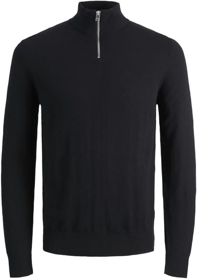 Jack & Jones - Heren Trui Emil Knit Half Zip - Zwart - Maat L