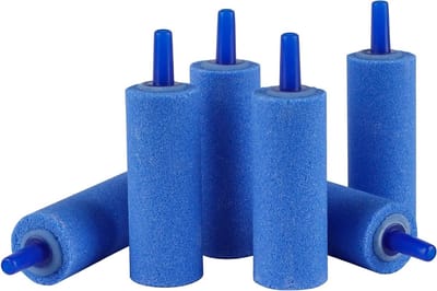 Luchtsteen voor Nano Aquaria - Blauwe Luchtbellen Cilinders voor Kleine Vis Tanks en DWC Tanks, Set van 6