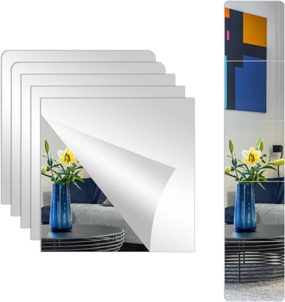 Zelfklevende Spiegel Tegels (5 stuks) - 30x30cm - 2mm Dikke Vinyl Spiegel Muurstickers voor Badkamer, Woonkamer, Slaapkamer